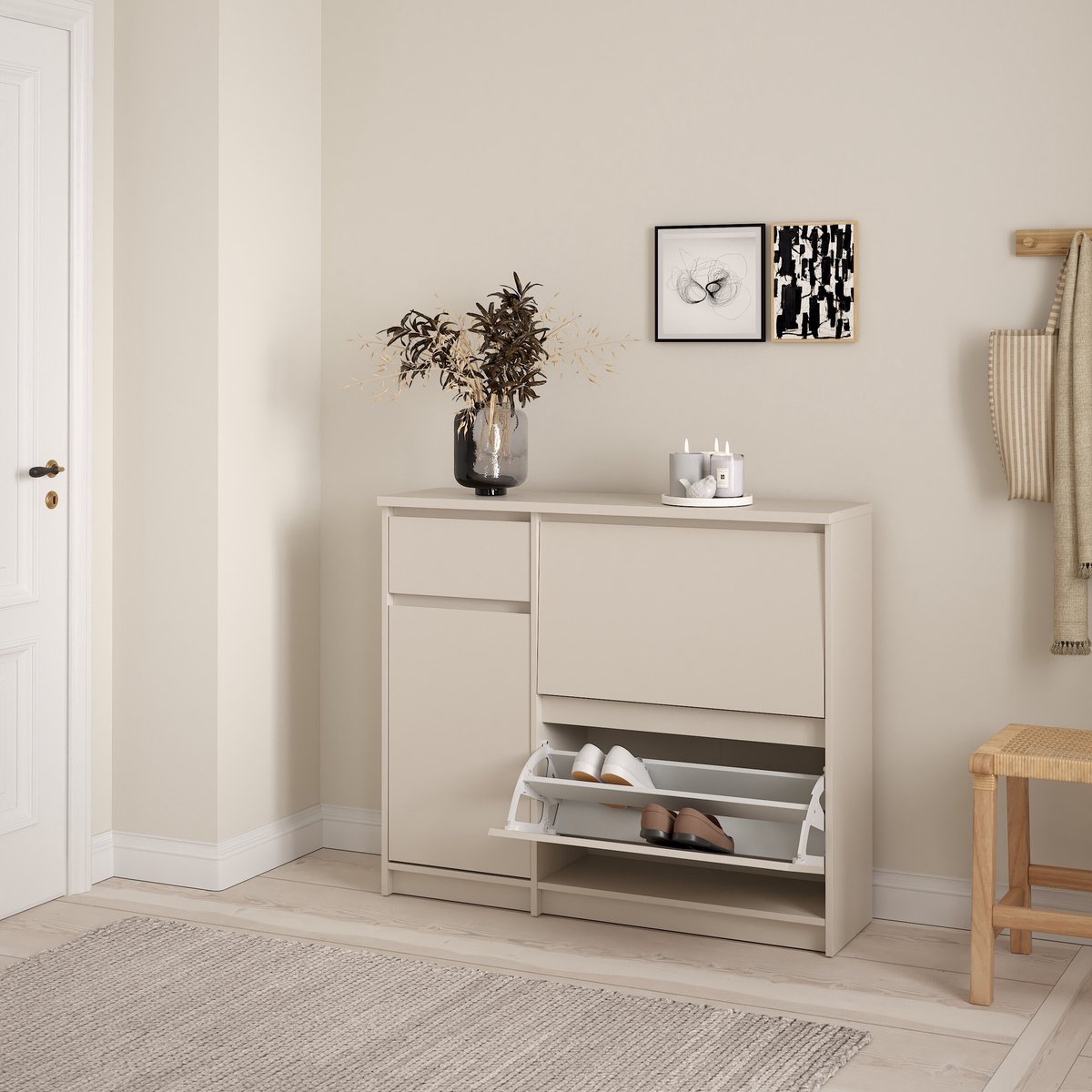 Schoenenkast Luna - Taupe - Ondiep - Ruimtebesparend - 12 paar