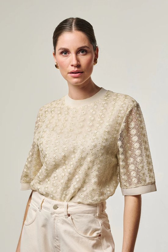 AAIKO Julice Ny 521 Tops & T-shirts Dames - Shirt - Crème - Taille XXL