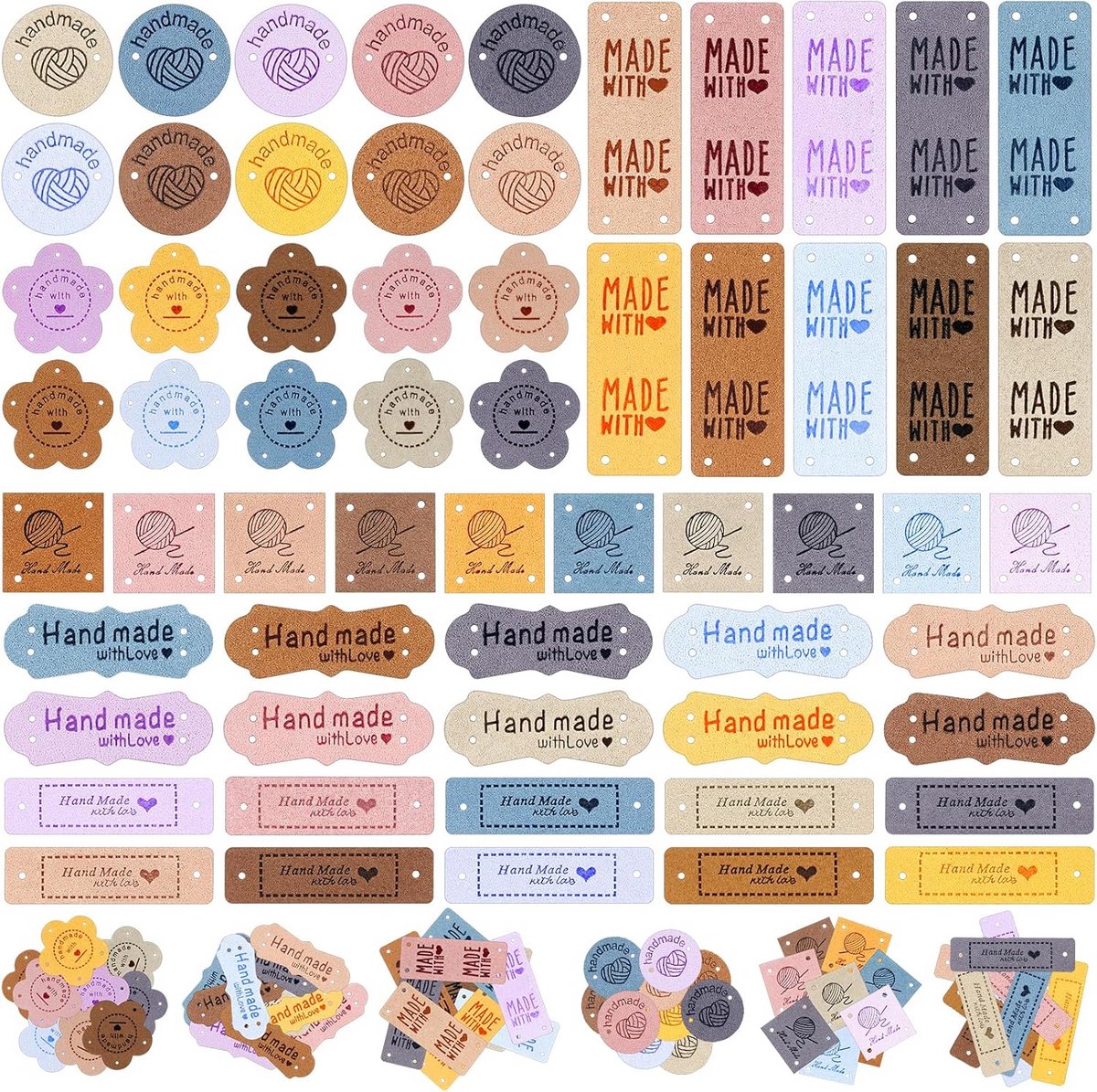 60 Handgemaakte Naaibare Labels van PU-Leer voor Kleding, Breiwerk en DIY