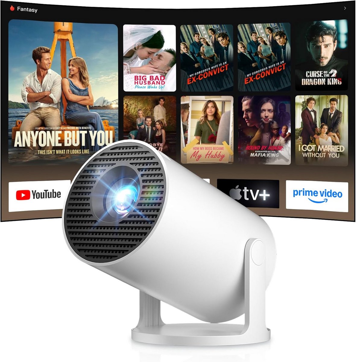 Draagbare Mini Beamer met Android, Wifi 6 en Keystone Correctie