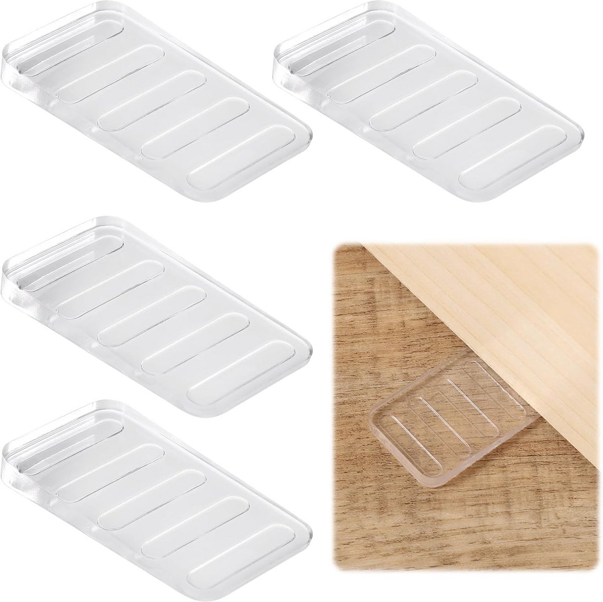 Meubelwiggen - Nivelleerwiggen Deurwig - Meubels Stabiliseren - Antislip Ontwerp - 4 stuks - Transparant