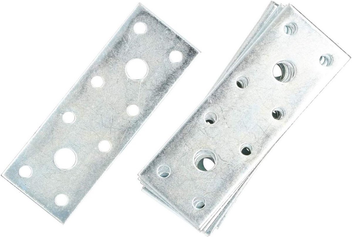 Set van 50 Versterkte Platen voor Houtverbindingen, Gegalvaniseerd Metaal, 96x35 mm