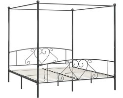 Hemelbed Frame 180x200 cm Grijs Metalen Constructie