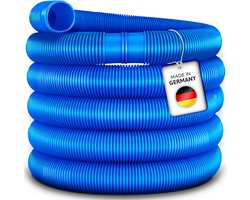 tillvex® Zwembadslang Made in Germany | Solarslang met moffen | zonneslang voor zwembaden en zwemvijvers | aanzuigslang | pompslang | flexibele waterslang (Blauw, 6m / 38mm)