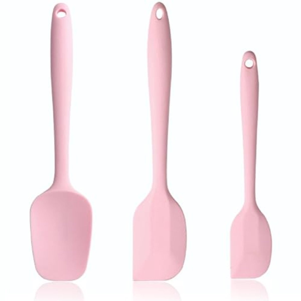 Set van 3 siliconen spatels - Roze - Hittebestendig en flexibel keukengereedschap