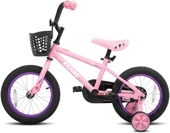 KEANO Cervine Stoere Kinderfiets - 16 Inch - Voor Jongens & Meisjes (4-7 Jaar) - BMX Stijl - Met Zijwieltjes & Mandje - Roze - Geschikt voor buitenactiviteiten in de lente — afbeelding 2
