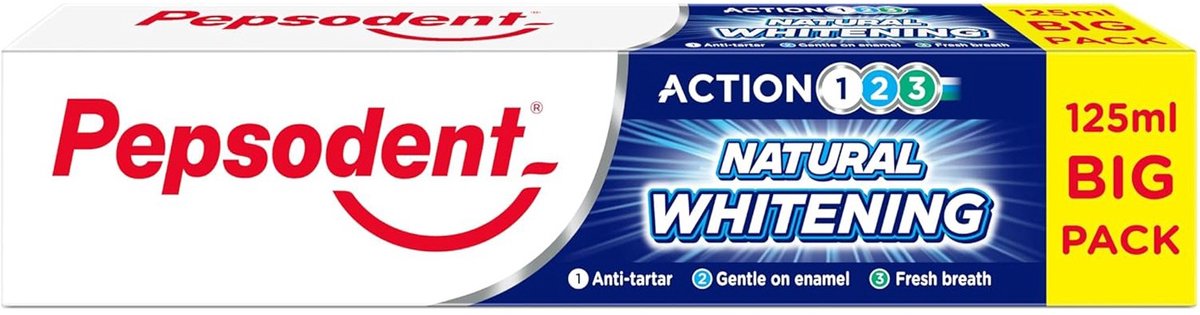 Pepsodent Witte Tandpasta - Tandpasta met Fluoride - Delicaat voor het Glazuur, 125 ml
