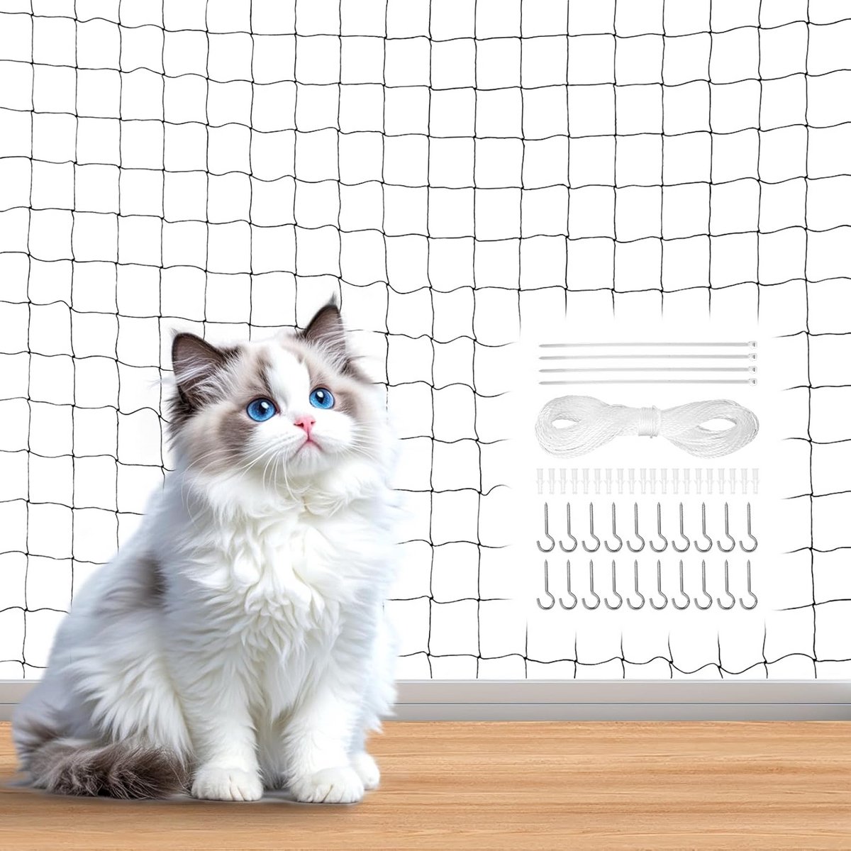 Sterk Kattennet voor Balkon en Raam - Zonder Boren - Weerbestendig