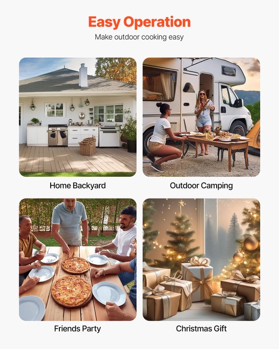 VEVOR Outdoor Pizzaoven 12 Inch Pelletpizzaoven, Draagbare Pizzaoven met Ingebouwde Thermometer, Houtgestookt, Pizzasteen, Pizzaschep en Draagtas, Roestvrijstalen Pizzamaker, voor Tuin en Kamperen van Merkloos — afbeelding 4
