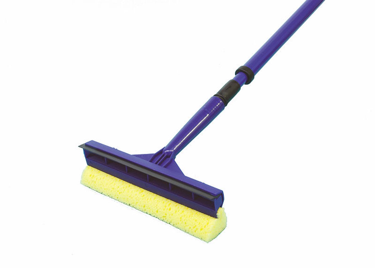 Raamwisser schoonmaakgereedschap 20cm met telescoopsteel zwart-geel.