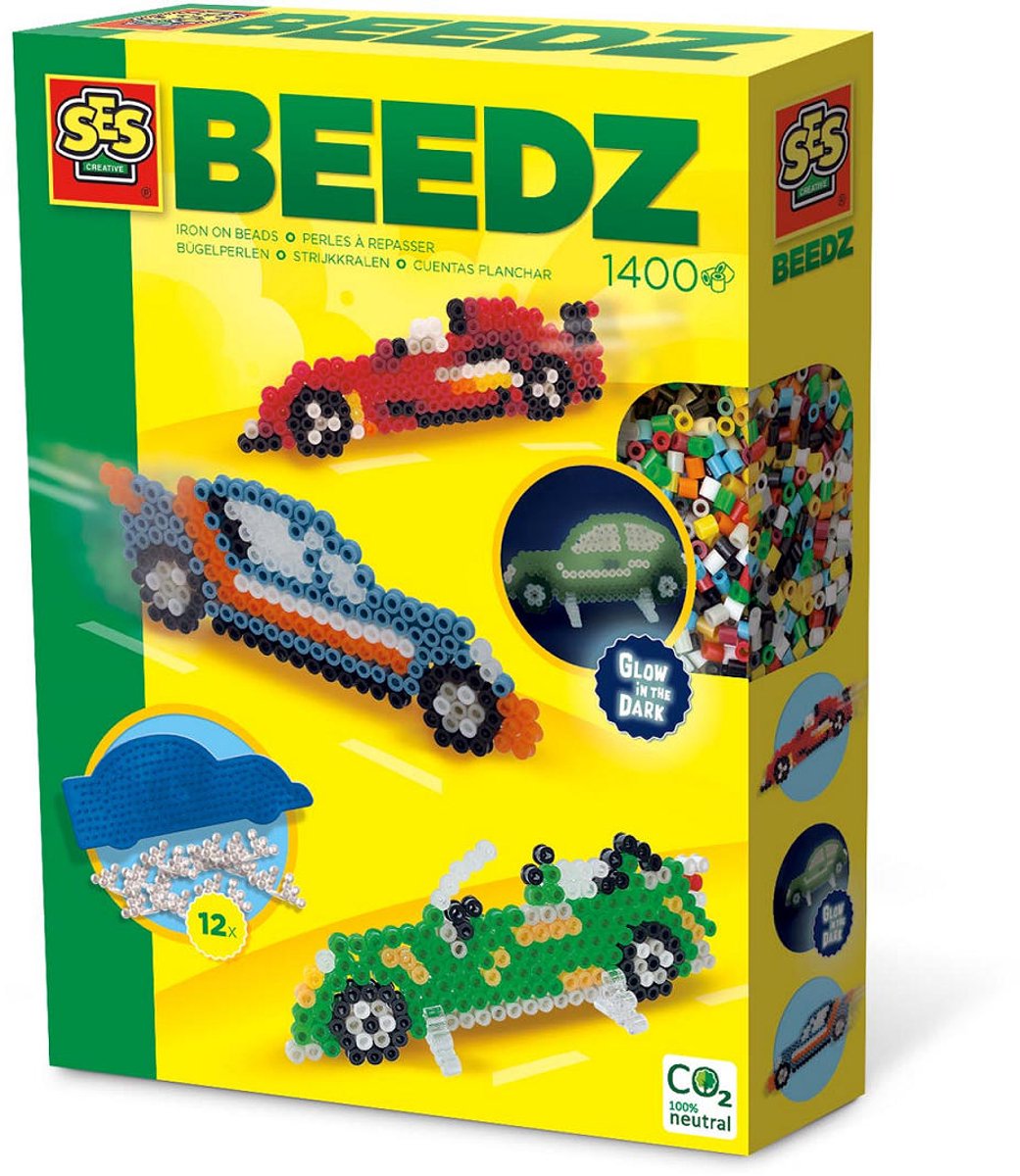 SES Creative - Beedz - Auto's - 1200 Strijkkralen met Grondplaten en Strijkvellen - Vanaf 5 Jaar — afbeelding 8