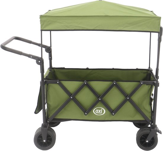 AXI SB221 Opvouwbare Bolderwagen met dak - Groen - Met Trekstang, Remmen en Hoes - 100 kg Draagvermogen - Eenvoudig mee te nemen - Metaal van Merkloos — afbeelding 3