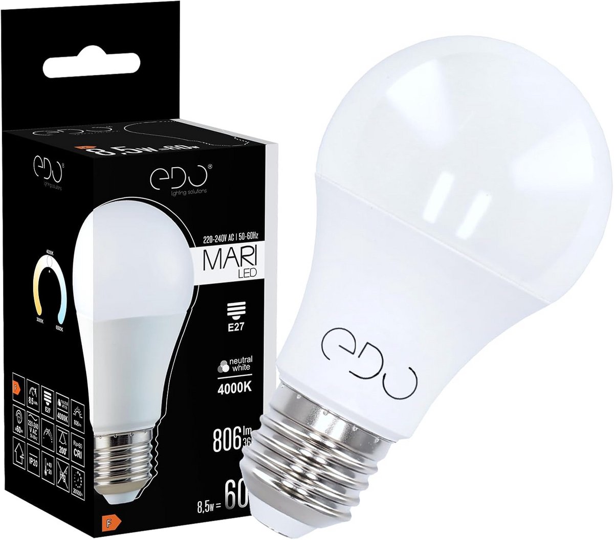 LED Gloeilamp E27 8,5W Neutraal Wit 806 Lumen Energiebesparend