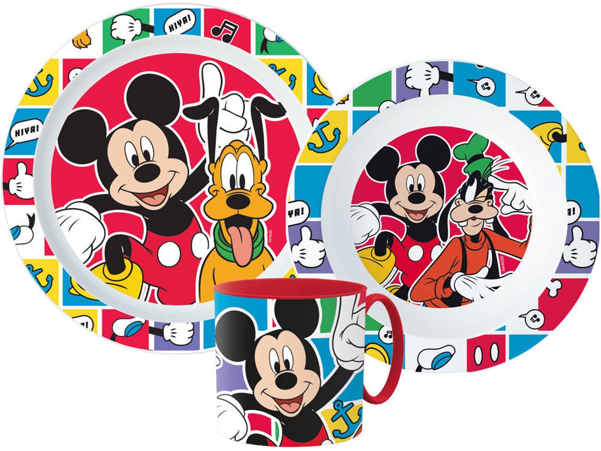 Disney Mickey Serviesset - Mok 265 ml - Diepe kom - Plat bord - 3 stuks - Better Together - Tafelset - Voor verjaardagen en feestjes - Voor kinderen