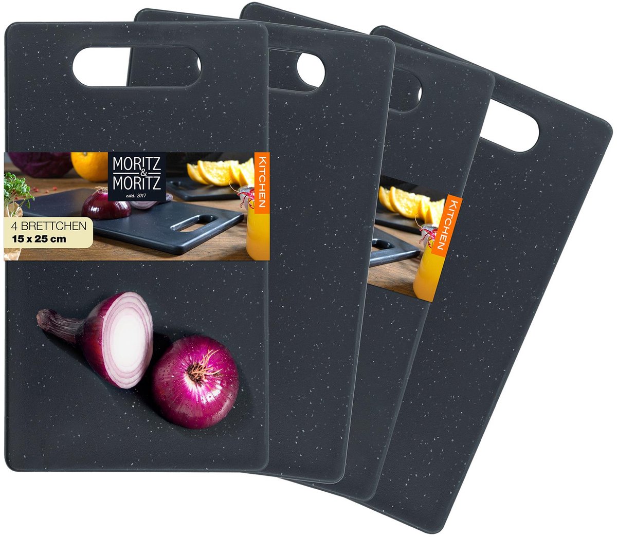 Moritz & Moritz 4-delige kunststofplank granietlook
