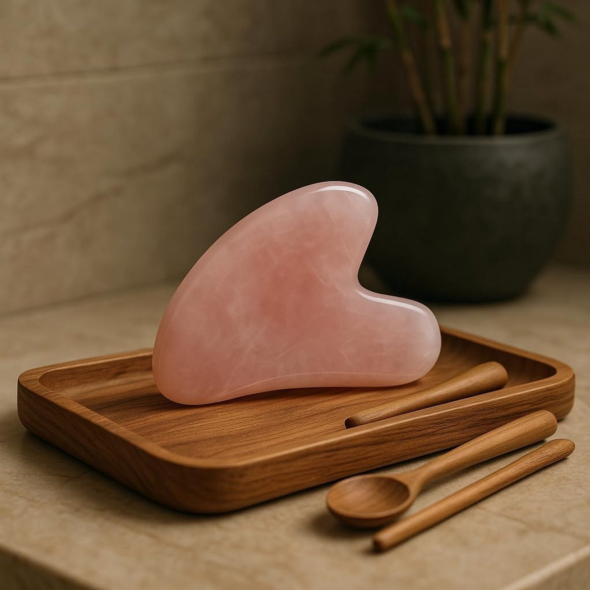 Gua Sha Steentje Rozenkwarts voor Gezichtsmassage en Huidverbetering