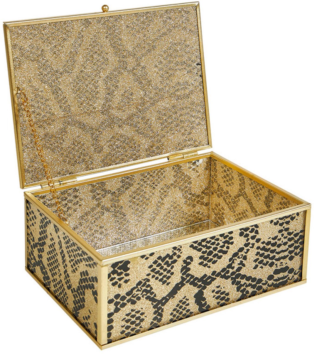 Ostaria Sieradendoos - opbergdoos - goud - python - 18 x 13,5 cm -