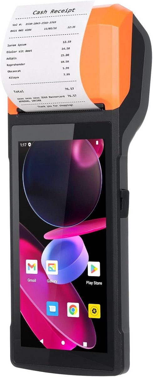 Draagbare PDA Scanner met Android 14, 1D/2D Barcodelezer en POS Printer (58mm)