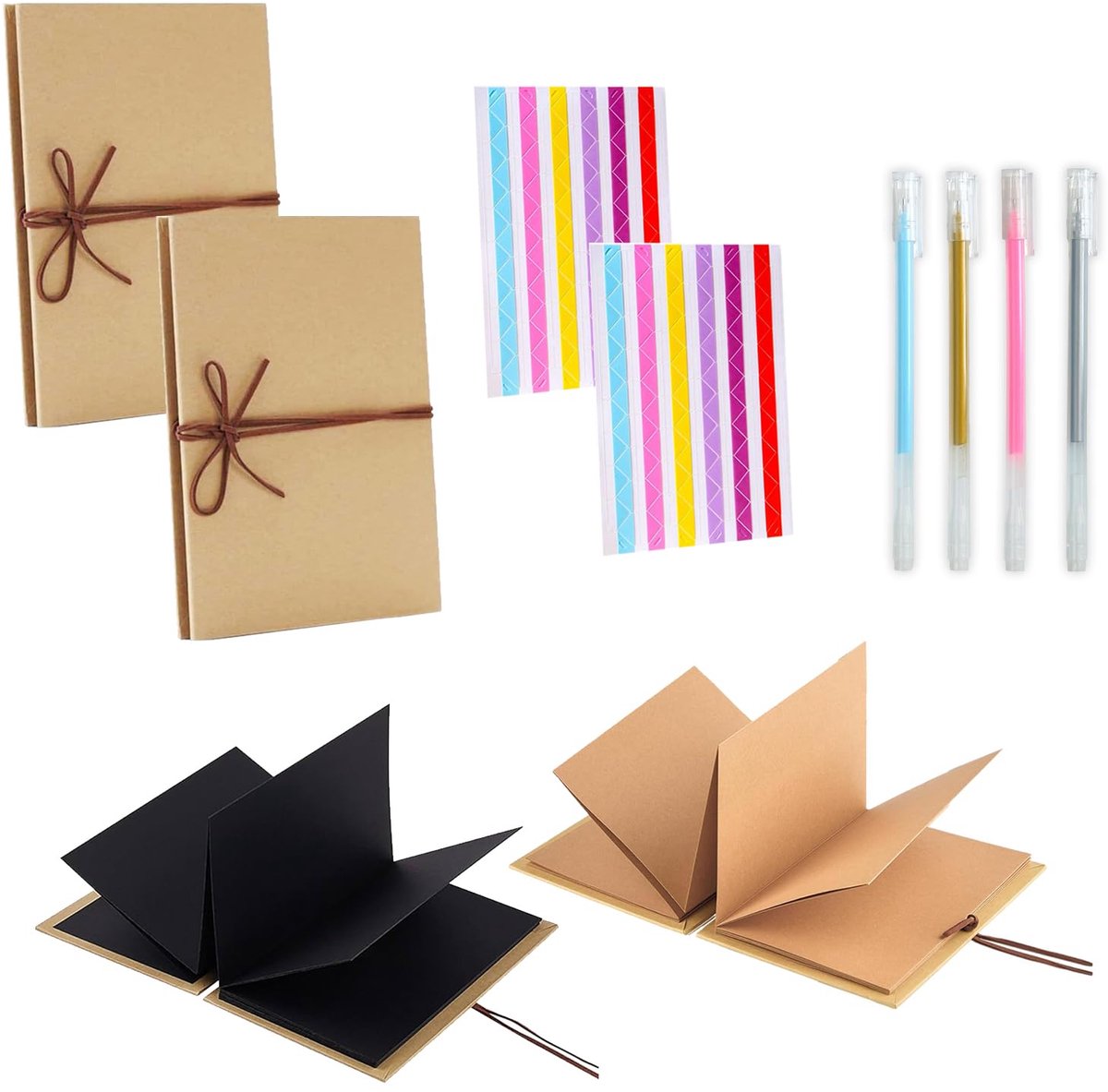 Handgemaakt Fotoalbum Set van 2 - Kraftpapier - 21 x 15 cm
