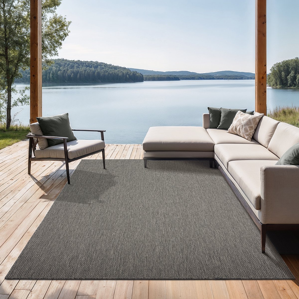 the carpet Mistra – robuust buitentapijt, modern & weerbestendig, voor balkon, terras, keuken of serre, antraciet, 300 x 400 cm