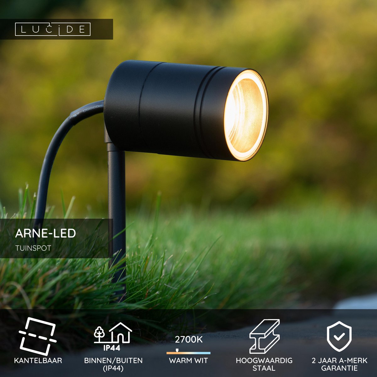 Lucide Arne-LED - Tuinspot - Ø 6,3 cm - LED - GU10 - 1x5W 2700K - IP44
