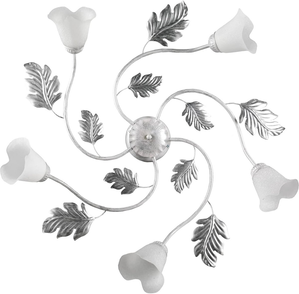Elegante Plafondlamp Wit Zilver Gebogen Design