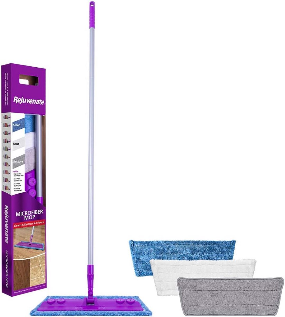 Microvezel Dweilset met 3 Herbruikbare Pads voor Alle Vloeren