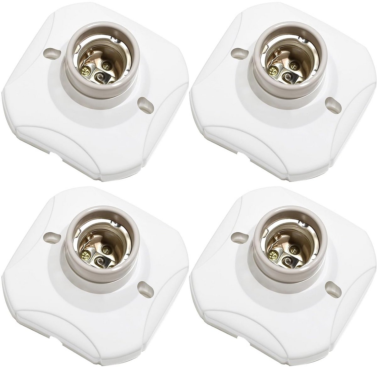 4-pack E27 Plafondlamp Fittingen Wit Kunststof 220-240V voor LED Lampen
