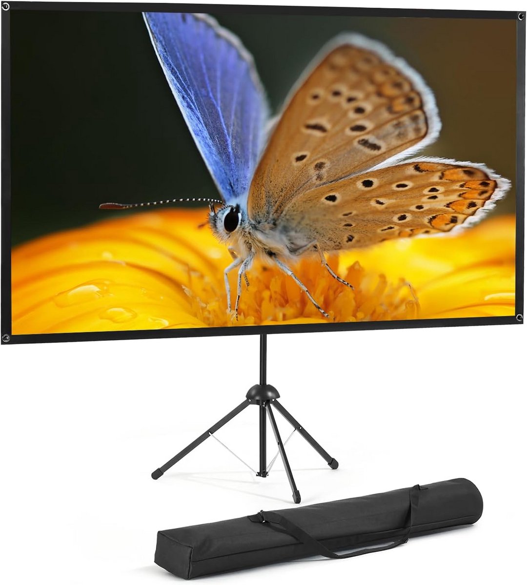 Draagbaar Projectiescherm 100 Inch met Standaard 16:9 HD voor Binnen en Buiten