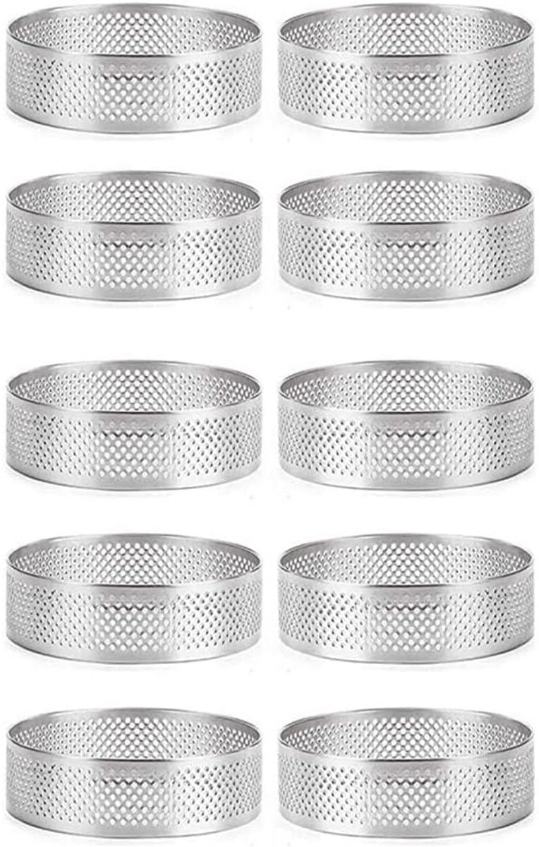 10x Ronde Bakringen met Gaten voor Taart, Quiche en Mousse (7 cm)