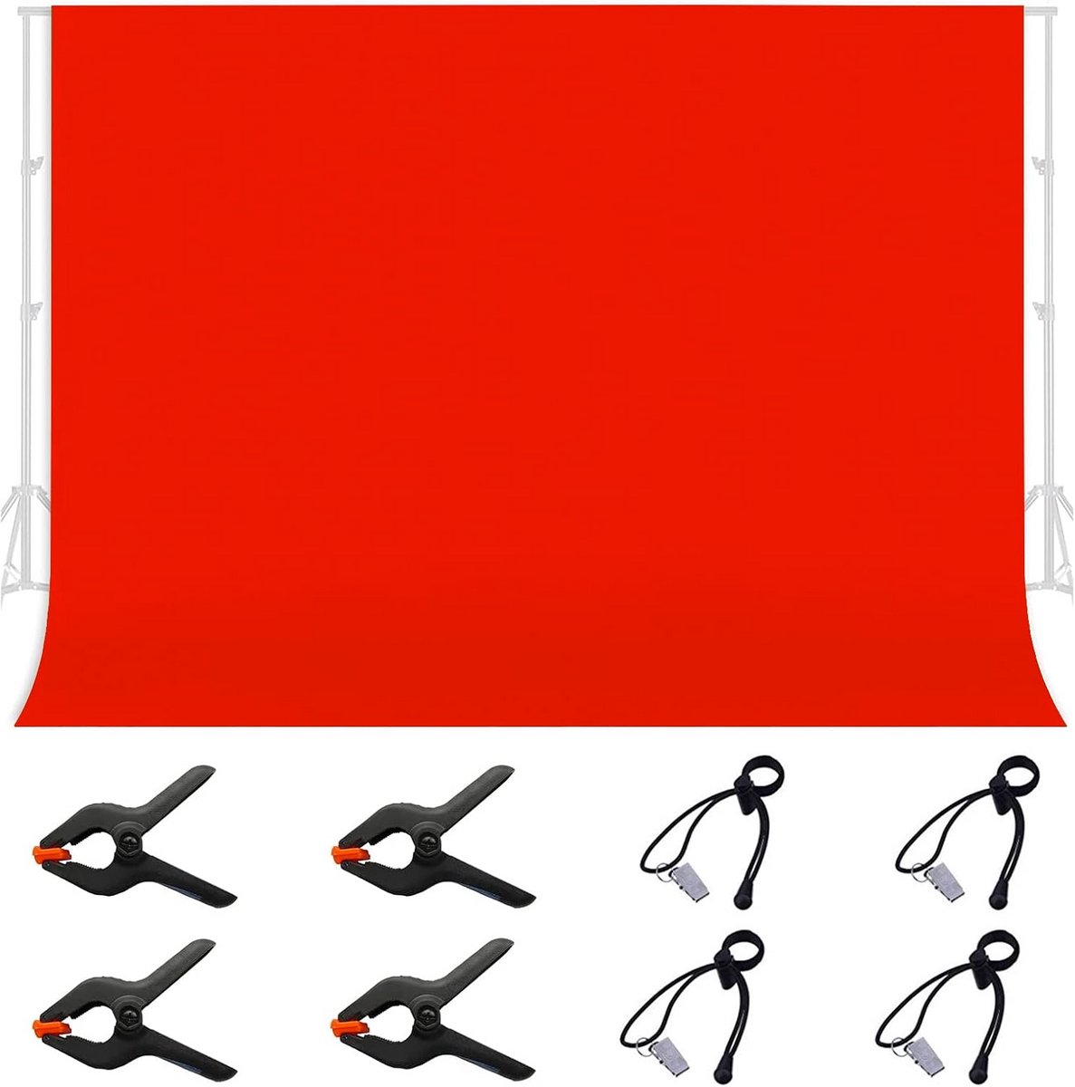 Grote Polyester Fotostudio Achtergrond Rood 3x2m Inclusief Klemmen Opvouwbaar