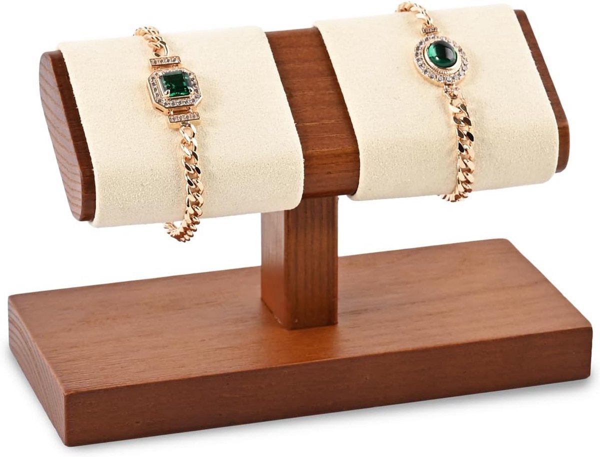 Houten Horloge Standaard voor 2 Horloges - Sieraden Display en Opberger