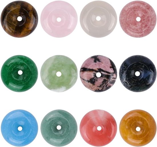 Lvcky 20-delige Hartvormige Stenen Hangers – Chakra Kralen In Verschillende Kleuren, 2 Maten (16 En 20 Mm), Perfect Voor DIY Sieraden
