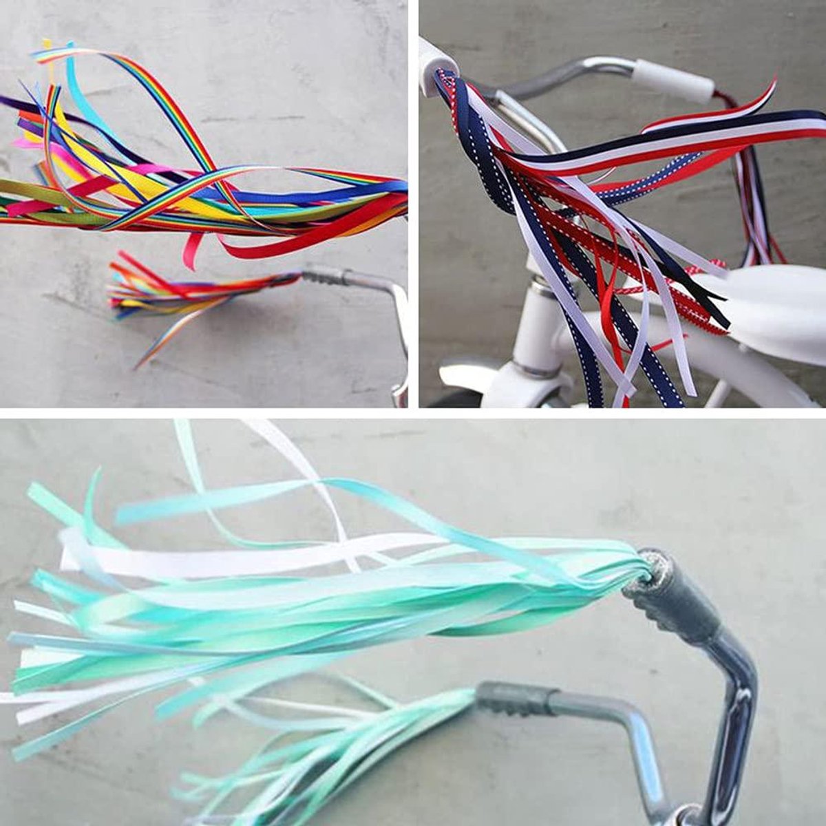 Allecto- Kinderfiets Luchtslangen Fiets Accessoires Roze Stuur Streamer Handgrepen en Linten Kwastjes Banden Stuurfranjes voor Kinderfiets Loopfiets en Scooter Babydrager Geschikt voor Meisjes Blauw Model Kinderfiets Decoratie