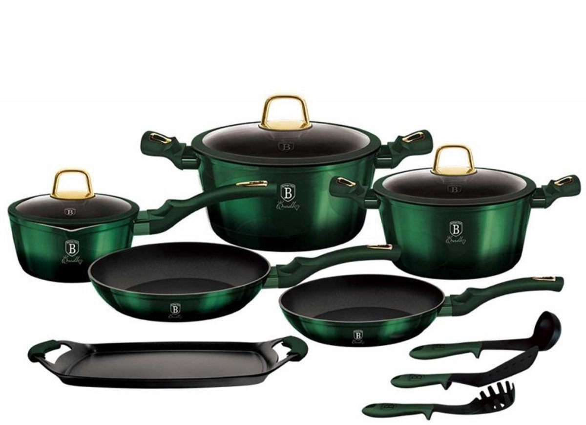 Berlinger Haus Emerald Serie - Pannenset - 12 Delig - Titaan - Soft Touch Handvatten