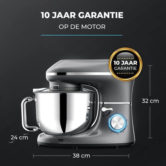Zyrex® Mixer met Mengkom - Keukenmachine - Handmixer -Grijs - 38cm x 24cm x 32cm van Merkloos — afbeelding 5