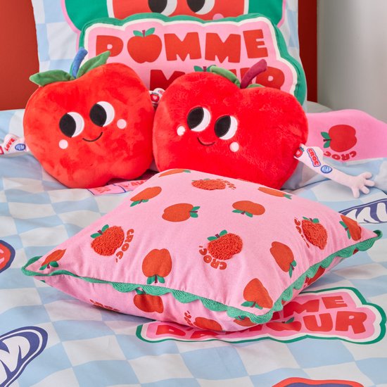 Atmosphera Kussen - 2 stuks - pluche - hart - oud roze - 28 x 36 cm | Leen Bakker
