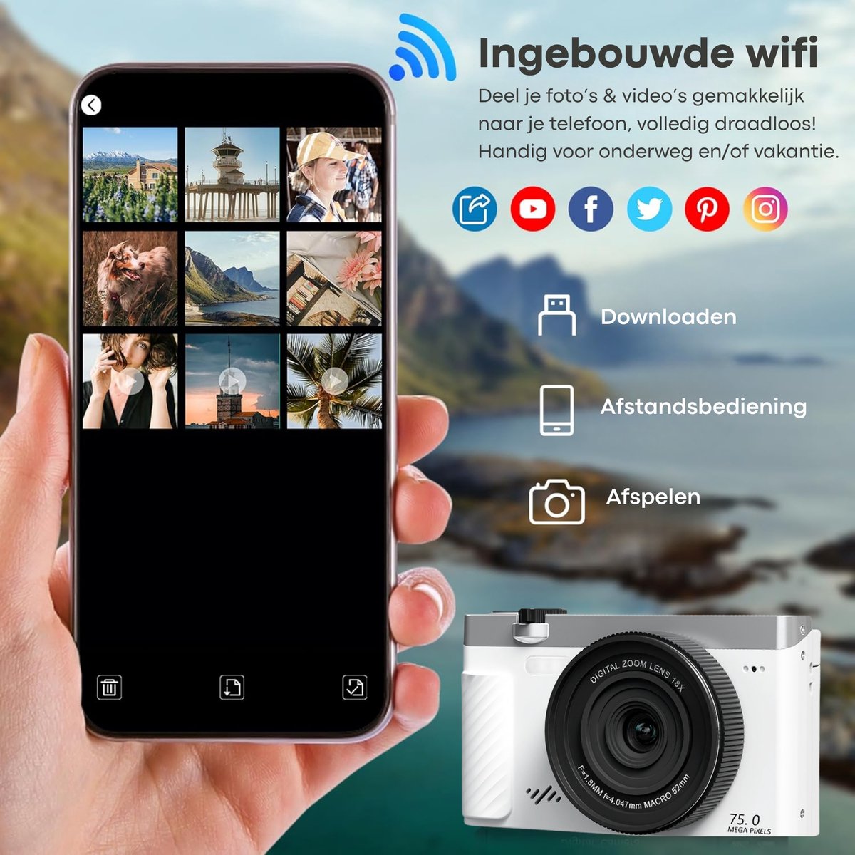 Vizual 75MP Camera met 4K Video en 32GB SD-kaart thumbnail 7