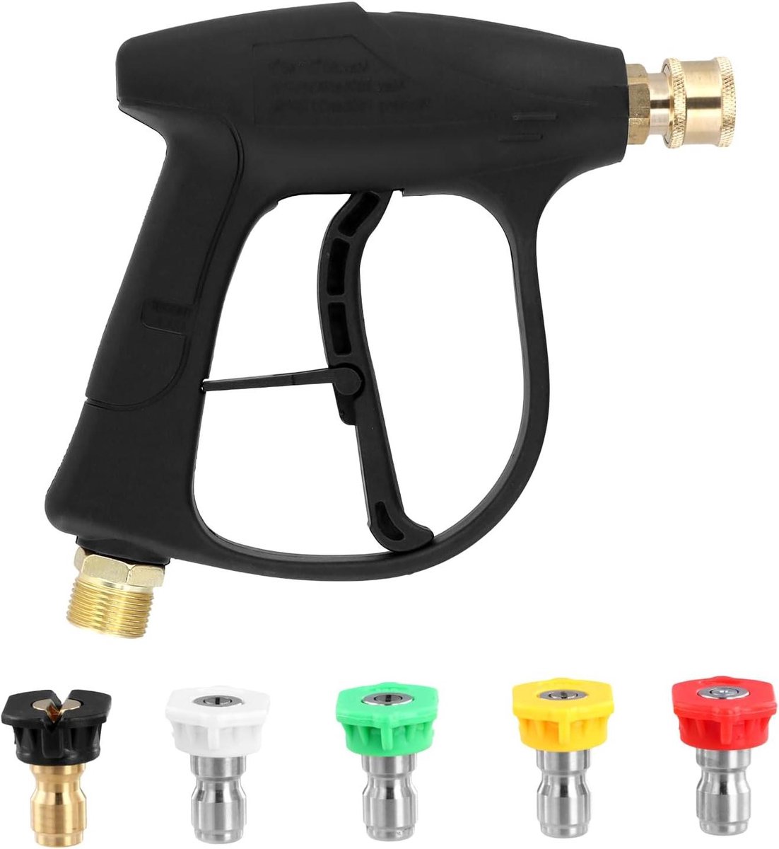 Hogedrukreiniger met 5 spuitmonden - Accessoire - 4000 PSI - Geschikt voor terrasreiniging - M22-14 draadinlaat - 1/4" snelkoppelingsadapter - Zwart