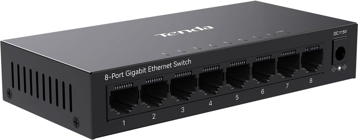 8-Poorts Gigabit Desktop Switch – 1000 Mbit/s, Metalen Behuizing, Passief Gekoeld, Plug & Play