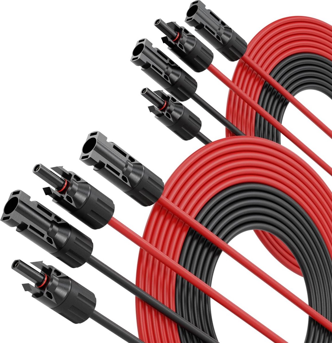 4x Zonne-kabel 6mm² 10m Zwart/Rood PV H1Z2Z2-K UV-bestendig