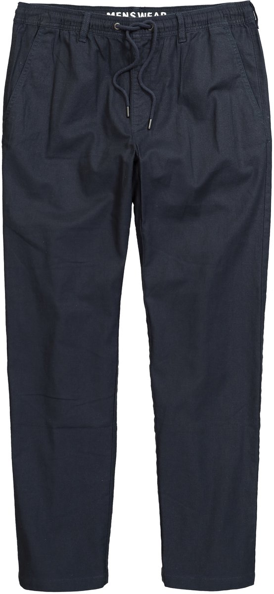 Men Plus - Heren - broek van linnenmix Relaxed Fit elastische tailleband tot 8XL - Navy blauw - Maat XL