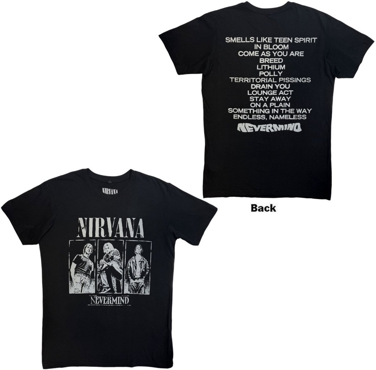 Nirvana - Nevermind Tracklist Heren Tshirt - M - Zwart