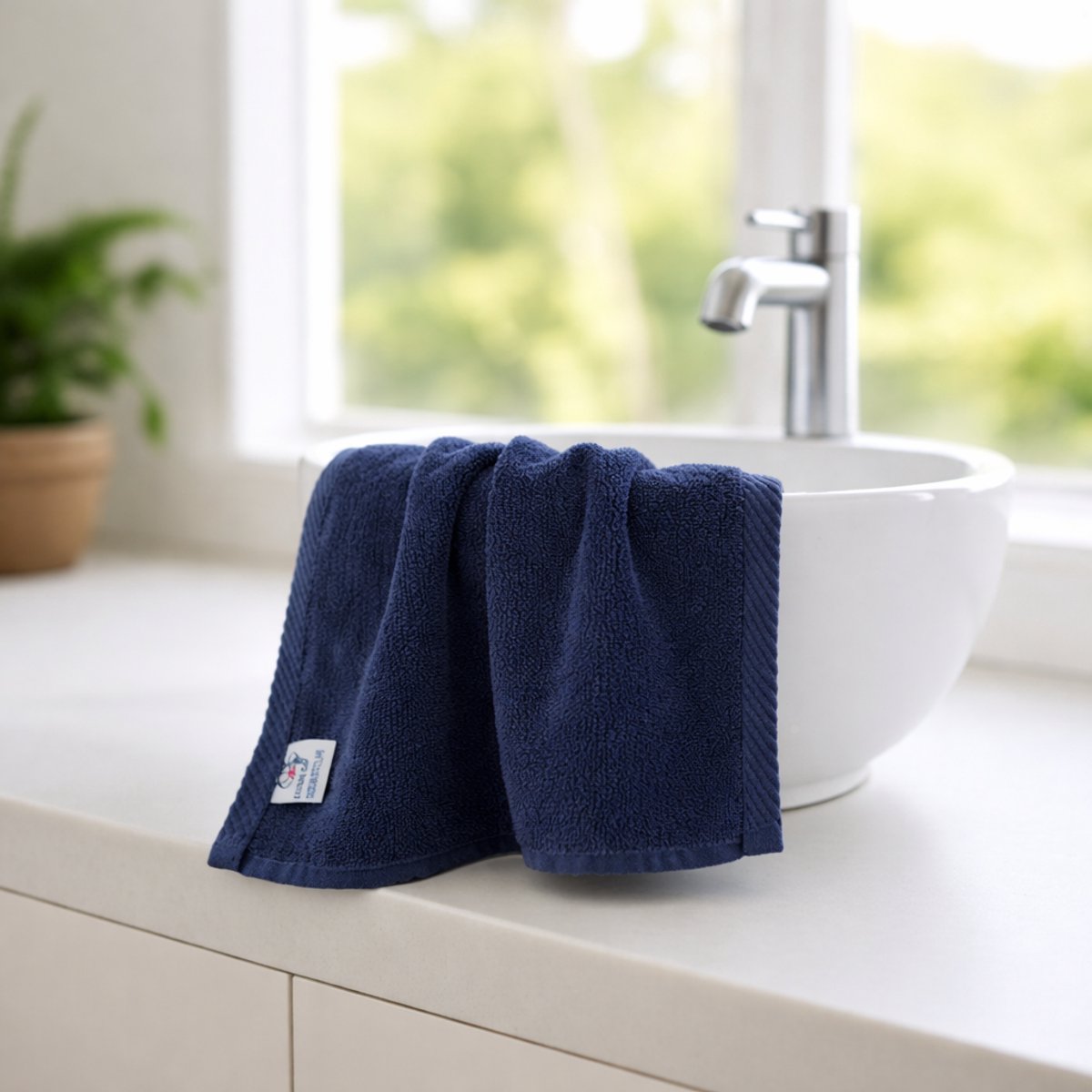 Nile Textile Luxe Gastendoekje - 30x30 - Navy blauw - 600GSM - Egyptisch Katoen