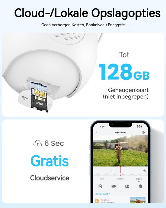ieGeek Security Buitencamera S11 4G LTE - Outdoor Cam - 2K UHD - Pan & Tilt - Zonnepaneel - RIP-Bewegingssensor - Inclusief SIM-kaart van Merkloos — afbeelding 4