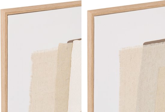J-Line Tableau Objets 3D - toile - beige/marron foncé - 2 pièces