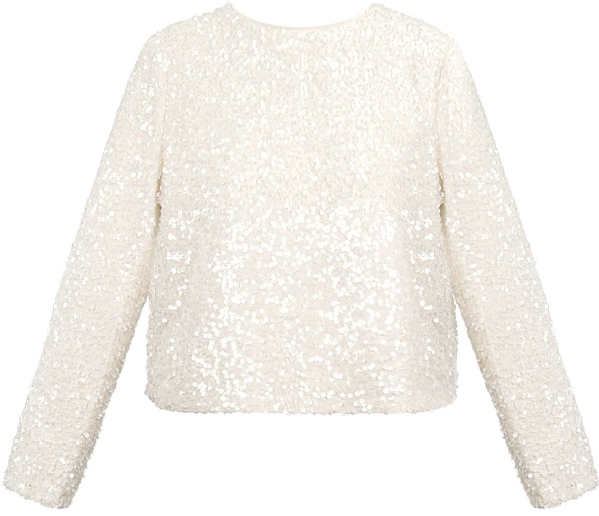 Polyester Long Sleeve Top Cropped Bow Detail