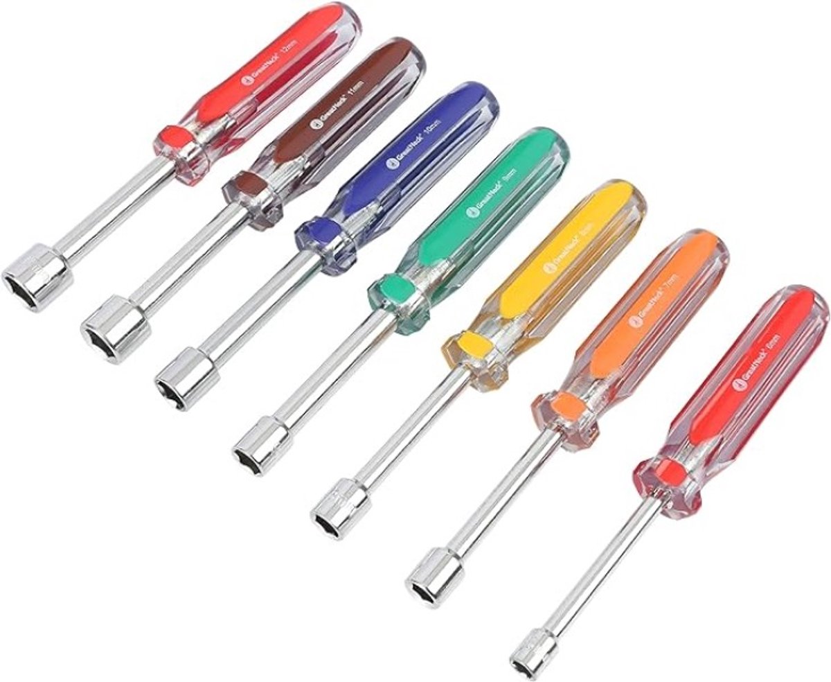 Stunq® Professionele metrische moerdriver set, 7-delig met kleurgecodeerde handvatten