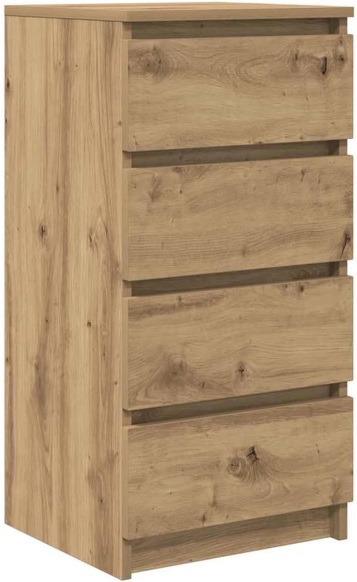 Compact Dressoir met Veel Opbergruimte - Eikenkleurige Kast voor Hal of Keuken