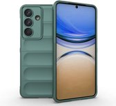 Groen TPU grip hoesje met ribbels, met en zonder telefoon.